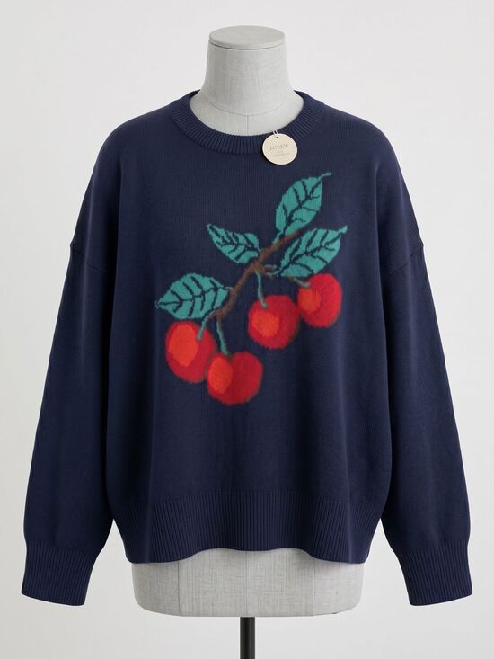 J. Crew Sweaters - J. Crew Collection Cashmere Sweater with Intarsia Print Cherries Oversized NWT